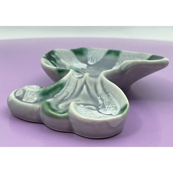 Vintage 80s fish soap dish, green, white and grey, ceramic soap holder - Picture 7 of 10